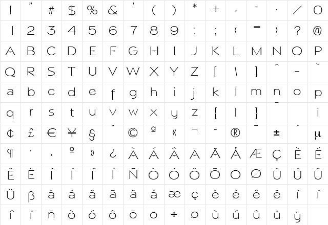 MarioBecker-ExtraLight Regular Character Map