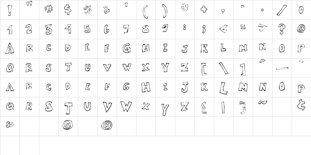 Kartoone Regular Character Map