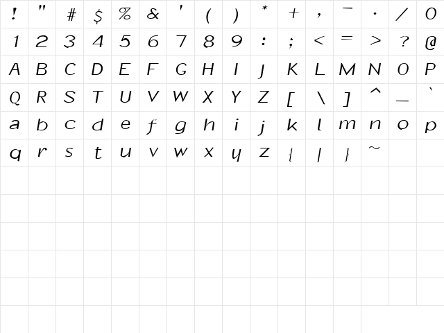 Kashmir 1 Regular Character Map