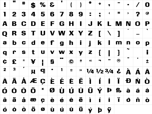 KasseUltraFLF Regular Character Map