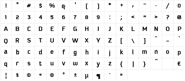 Kautiva Cyrillic Bold Regular Character Map