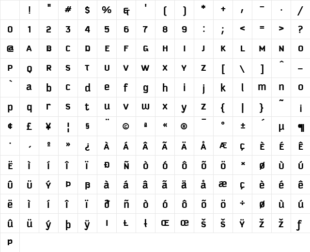 Kautiva Uni Bold Character Map Kautiva Uni Bold Character Map