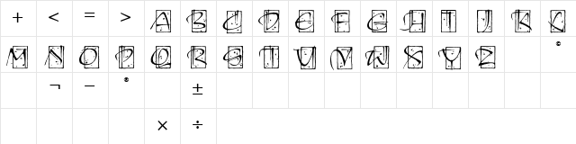 KendoInitialsITC TT Regular Character Map