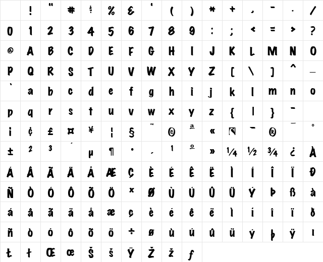 Marker Heavy Regular Character Map Marker Heavy Regular Character Map