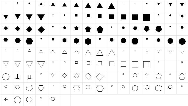 Kensington Regular Character Map