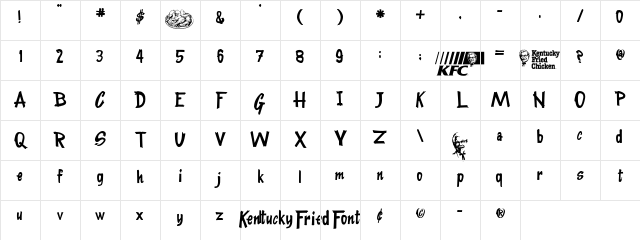 KentuckyFriedFont Regular Character Map