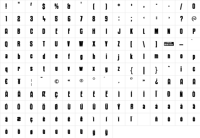 Kenyan Coffee Bold Character Map