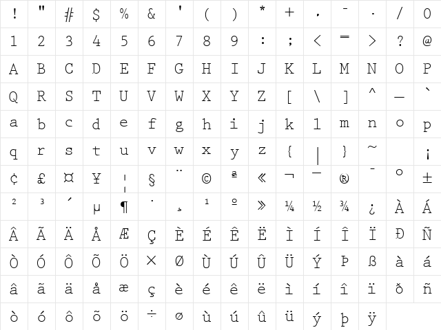KeyboardEliteSSK Regular Character Map