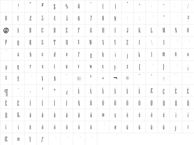 KeyboardLight Regular Character Map
