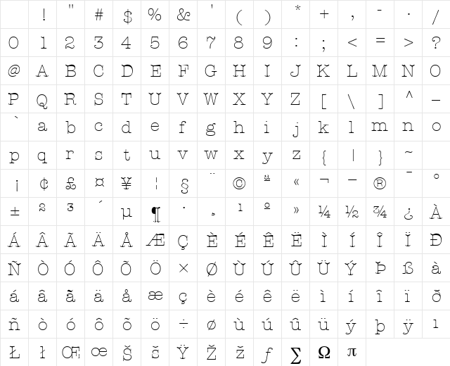 KeyboardLightSSK Regular Character Map KeyboardLightSSK Regular Character Map