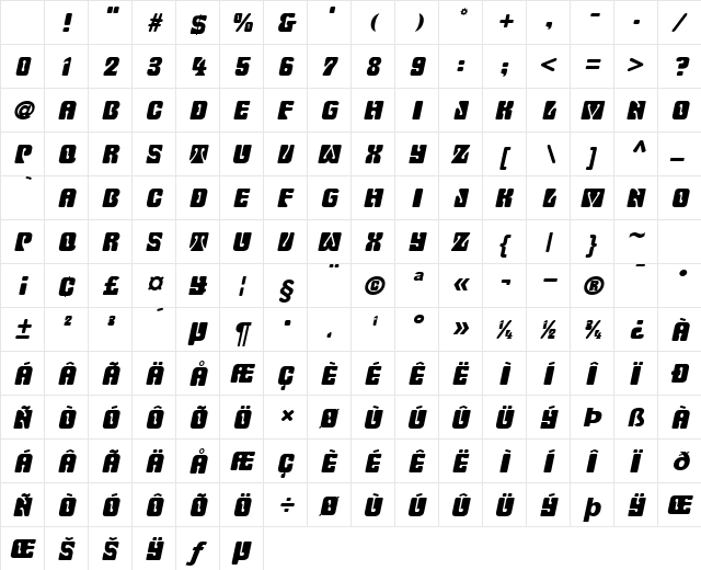 Keyhole Italic Character Map Keyhole Italic Character Map