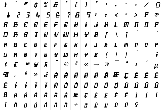 Keys Heavy Italic Character Map Keys Heavy Italic Character Map