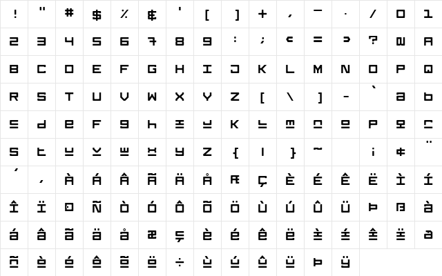 Keystone Regular Character Map