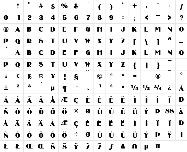 AsukaCapsSSK Regular Character Map AsukaCapsSSK Regular Character Map