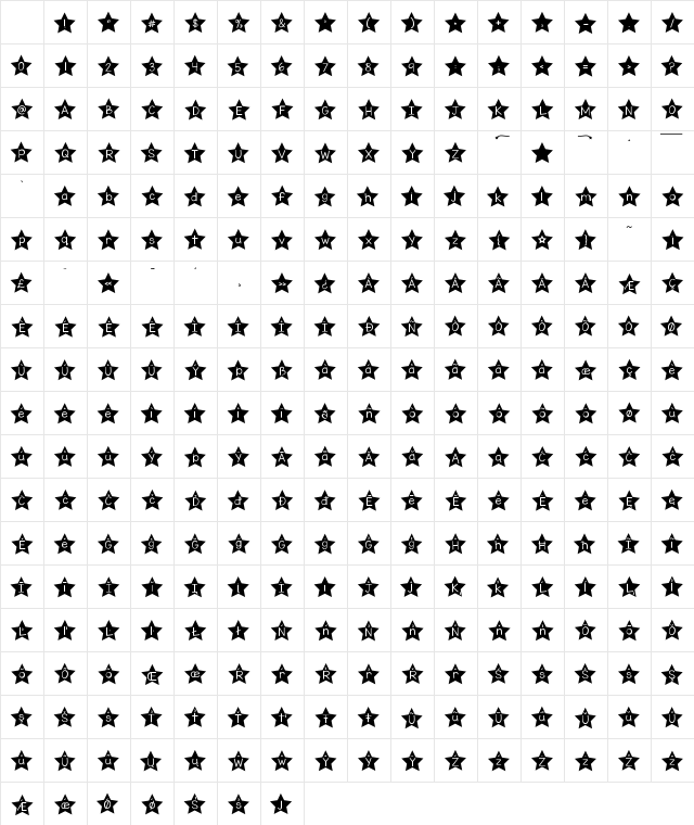 KG All of the Stars Regular Character Map KG All of the Stars Regular Character Map