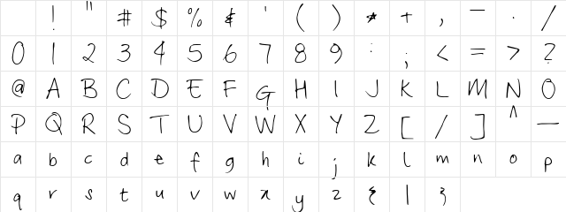 KGFrangipani Rose Regular Character Map KGFrangipani Rose Regular Character Map