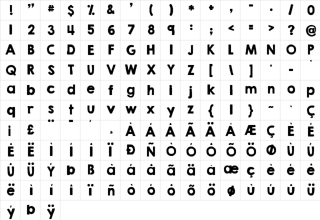 KG HAPPY Solid Regular Character Map