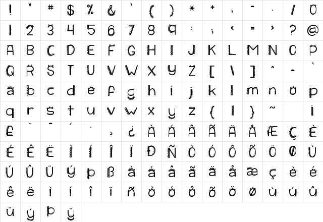 KG I Like To Move It Regular Character Map