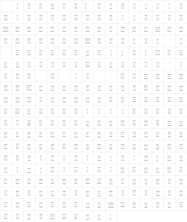 KG Primary Dots Lined NOSPACE Regular Character Map