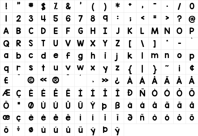 KG Red Hands Regular Character Map