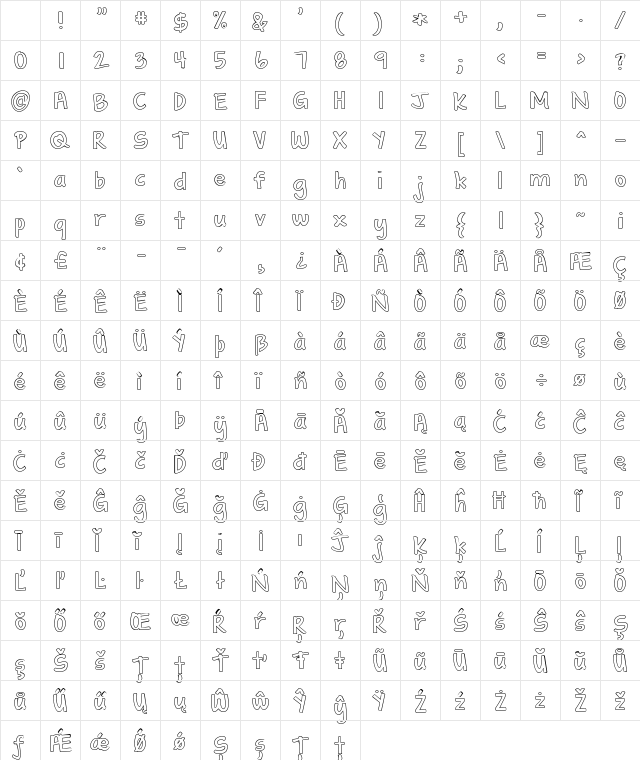 KG Shadow of the Night Regular Character Map KG Shadow of the Night Regular Character Map