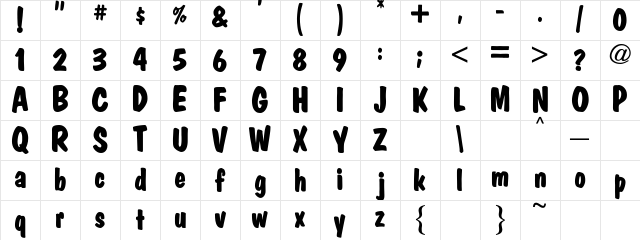 MarketBold Regular Character Map