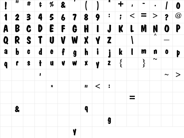 MarketBold Regular Character Map
