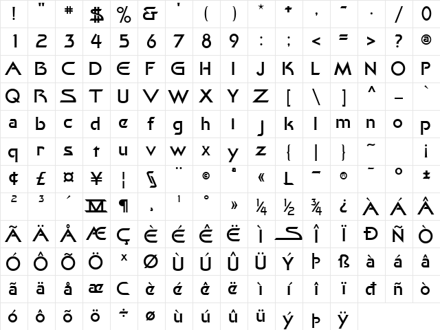 Khan Regular Character Map