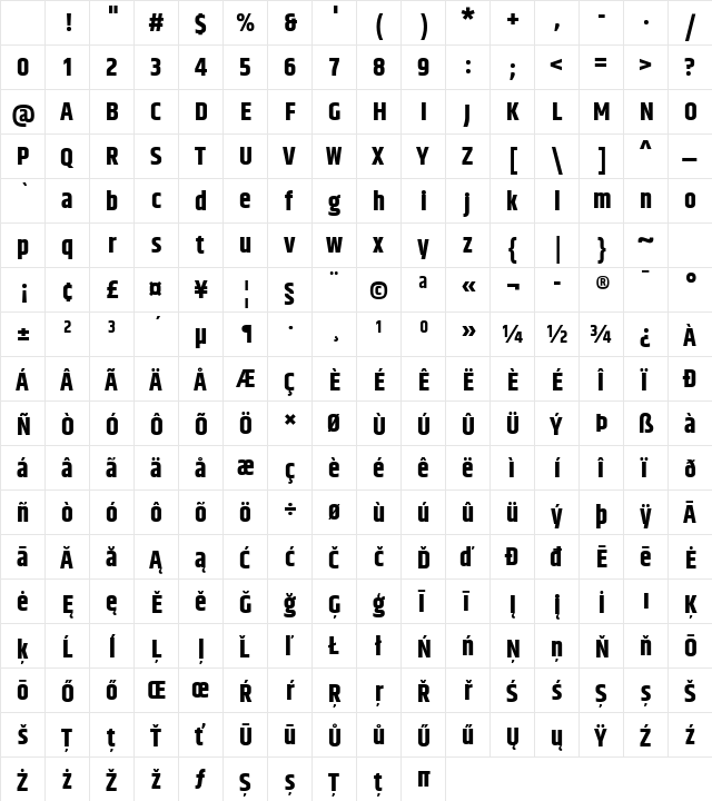 Khand Bold Character Map Khand Bold Character Map