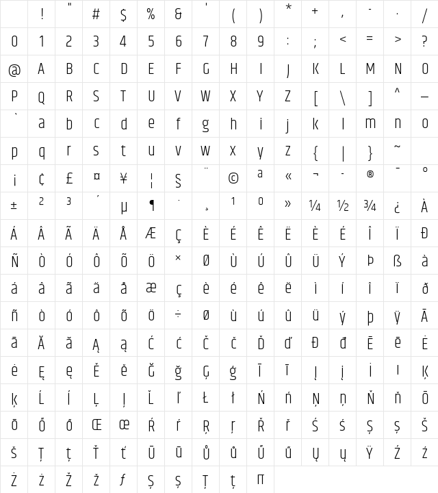 Khand Light Character Map Khand Light Character Map