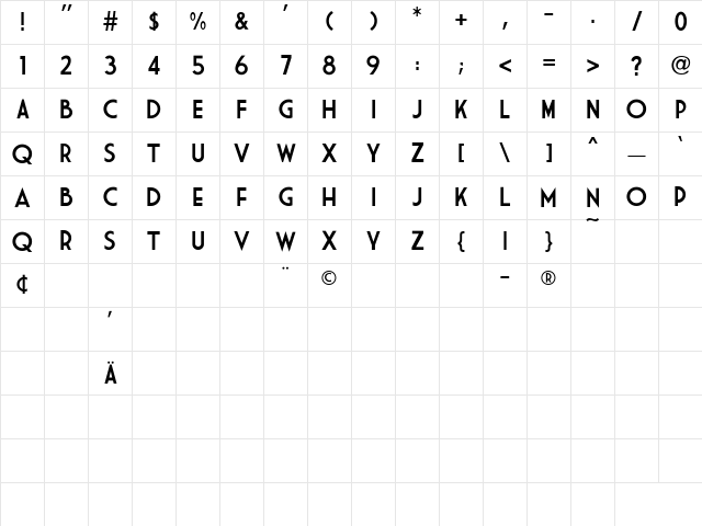 Market Deco Regular Character Map