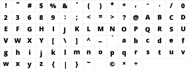 Khula ExtraBold Character Map