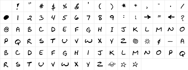 KibbyBoldFont Regular Character Map