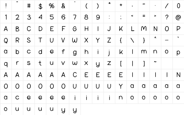 KIDOSANS Regular Character Map