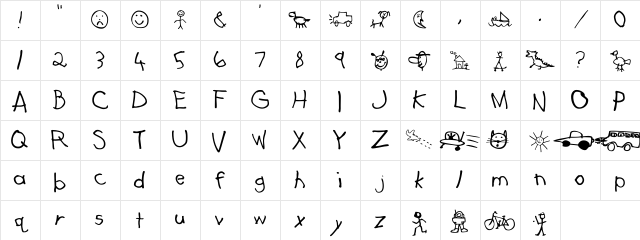 KidScript Regular Character Map