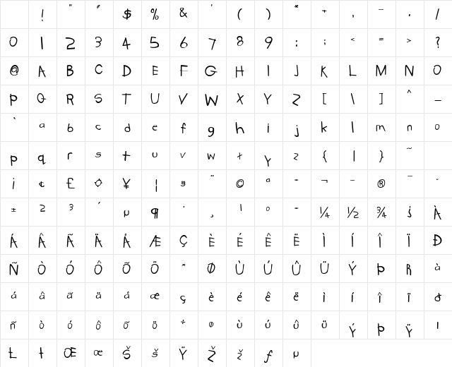Kidstuff Bold Character Map Kidstuff Bold Character Map
