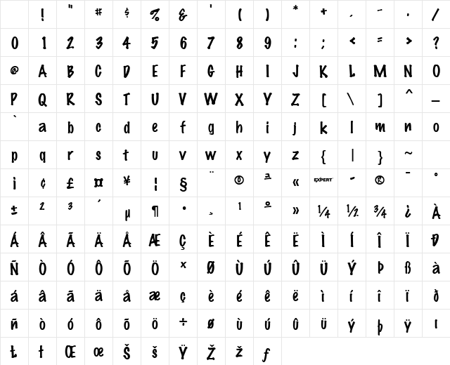 Marking Pen Regular Character Map