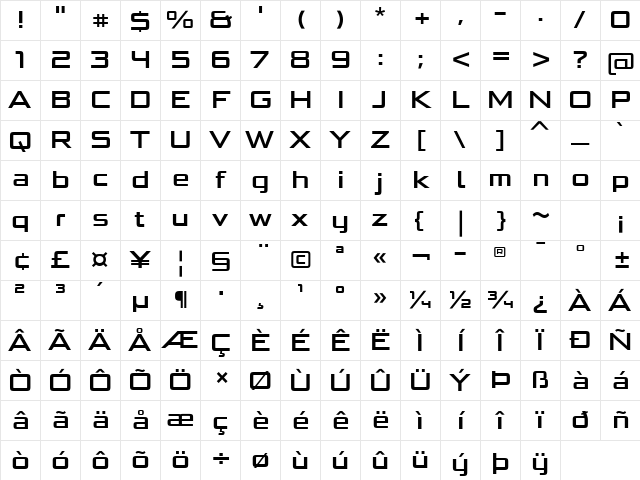 BunkenTechSansProWide-SeBd &amp; Character Map