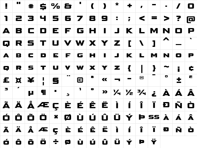 BunkenTechSansSCWide-Heavy &amp; Character Map