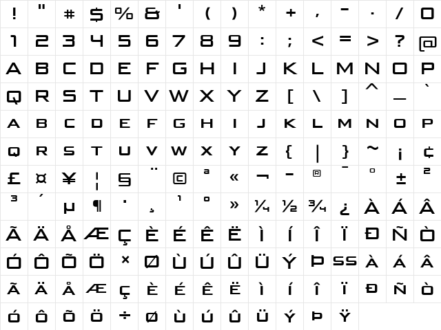 BunkenTechSansSCWide-SeBd &amp; Character Map