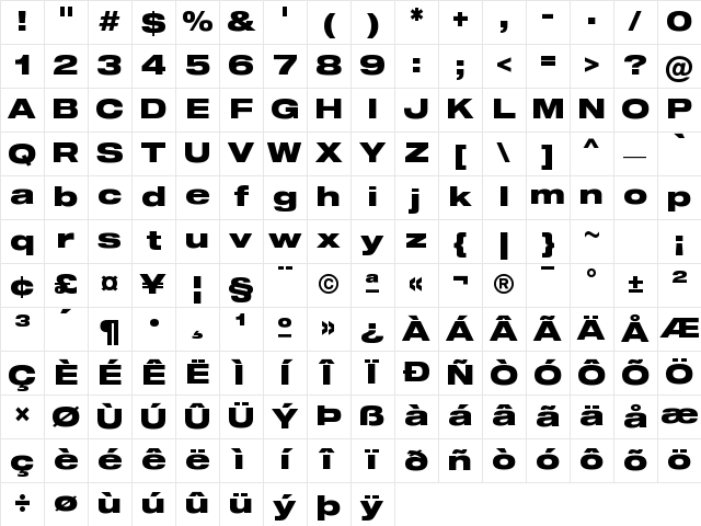 Sequel100Black-85 &amp; Character Map