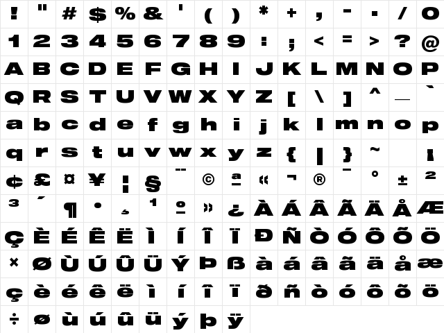 Sequel100Black-95 &amp; Character Map