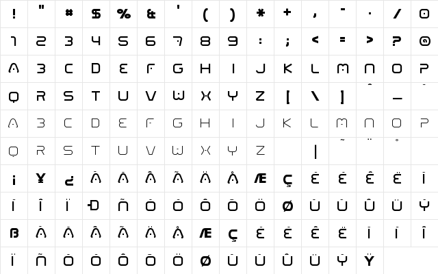 01 Digitall Regular Character Map
