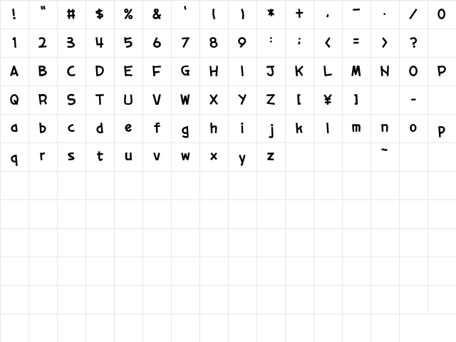01tama Regular Character Map 01tama Regular Character Map