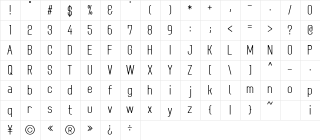 078MKSDMediumCondensed Regular Character Map