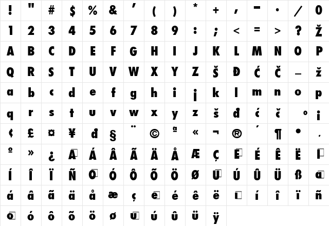 0Fuj-EB Regular Character Map