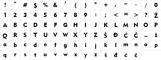 0Geo-B Regular Character Map 0Geo-B Regular Character Map