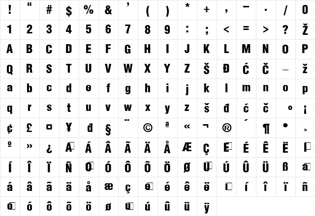 0Hel-CB Regular Character Map