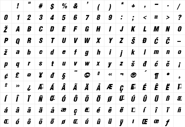 0Hel-CBI Regular Character Map