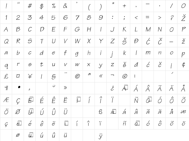 0Tecton1 Regular Character Map